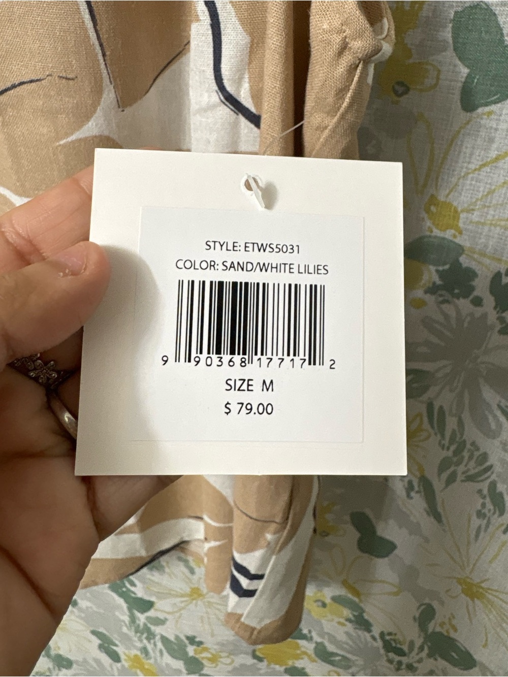 Ellen Tracey Sleeveless Ruffle Neck Floral Print Top - Beige - Picture 4 of 4